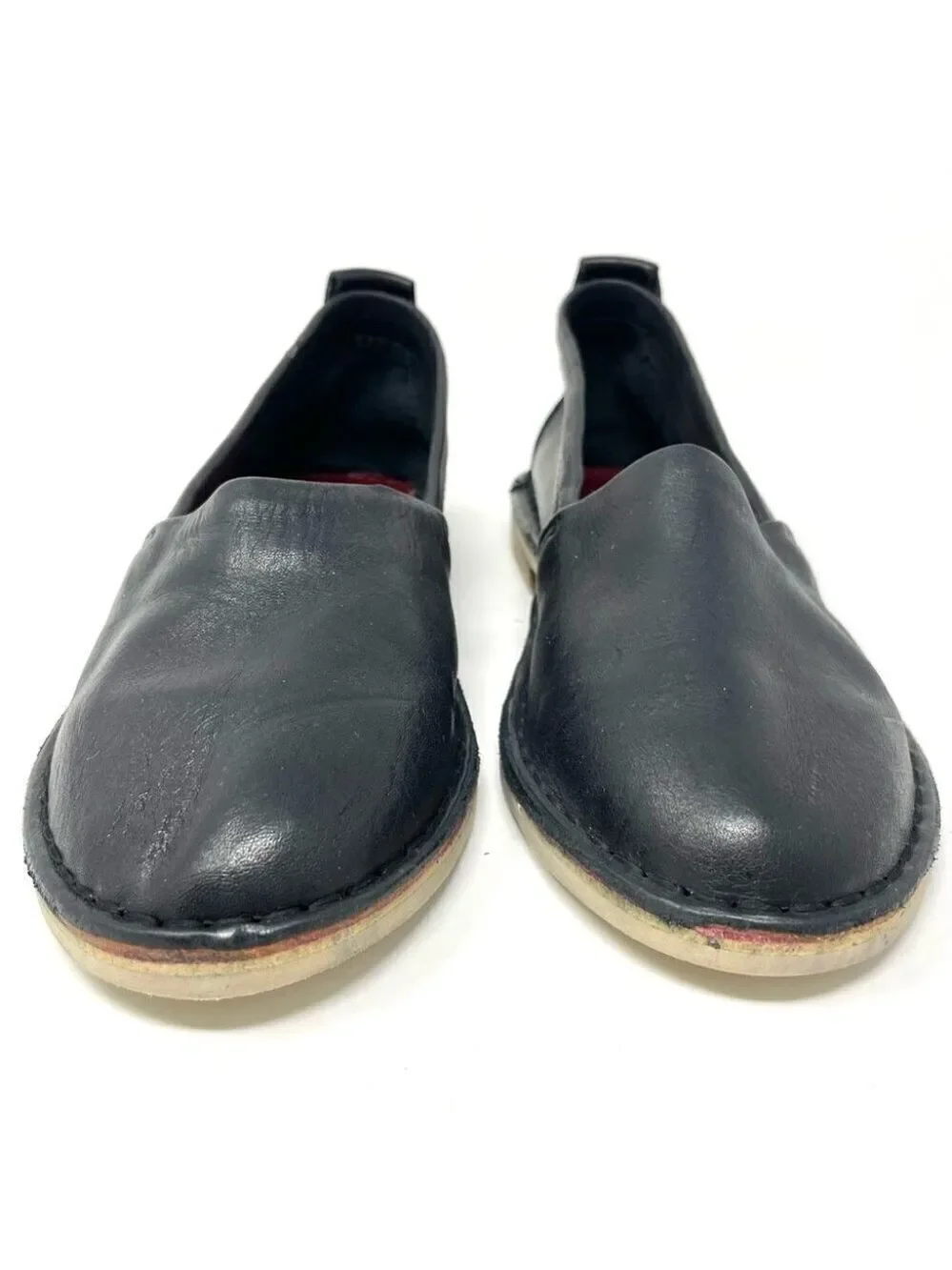 ** Redemption Handmade Black Leather Slip On Shoes Size M5/W8/EU38